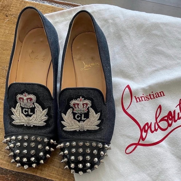 Christian Louboutin Studded Crest Espadrille Flats - Picture 2 of 5